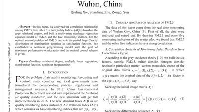 Study on Optimal Control Strategy of PM2.5 in Wuhan, China featured image